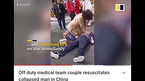 Off duty medical team couple resuscitates ollapse man