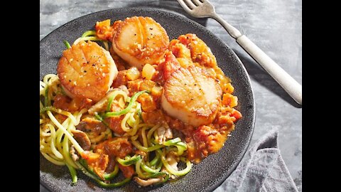 Thai Scallop Curry with Zucchini Noodles & Shiitake Mushrooms