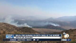 Brush fire burning on both side of US-Mexico border