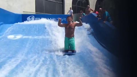 A Man Gets Wiped Out In A Wave Pool