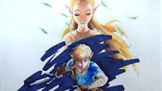 Drawing Link And Zelda From Breath Of The Wild