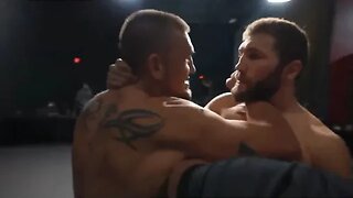 Ion Cutelaba grabs Dustin Jacoby by the neck at face offs