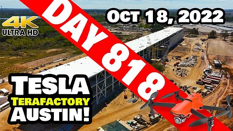 CATHODE BLDG ADVANCES AT GIGA TEXAS! - Tesla Gigafactory Austin 4K Day 818 - 10/18/22 - Tesla Texas