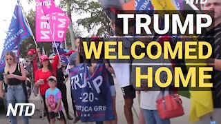 Crowd Lines Up to Welcome Trump Home | NTD