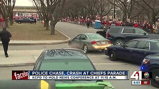 Police chase, crash at Chiefs parade