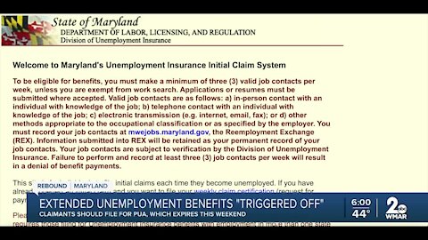 Federally funded unemployment insurance program 'triggered off' in Maryland
