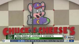 Chuck E. Cheese's offering free pizza