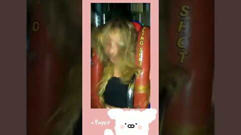 slingshot ride girl falls out / slingshot rider girl part 9 #shorts