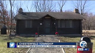 Historic log cabin in Chesterfield Township vandalized, robbed