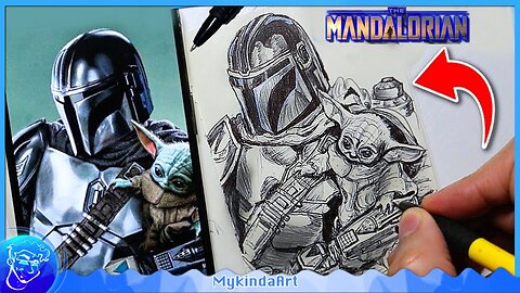 How To Draw The Mandalorian - Cheap Ballpoint Pen Drawing (Din Djarin)