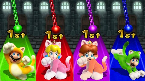 Mario Party 9 Minigames Cat Suit - Master Difficulty - Mario Vs Peach Vs Daisy Vs Luigi