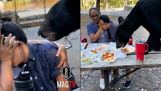 Video Goes Viral After Mom Shielding Son From Bear Who Eats All Their Food! 😱