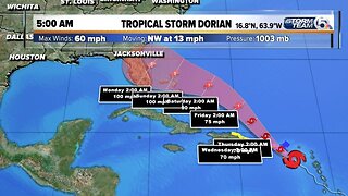 Wednesday 5 a.m. Update: Dorian forecast to become Category 2 hurricane