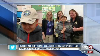 Calusa Elementary student gets a new hat