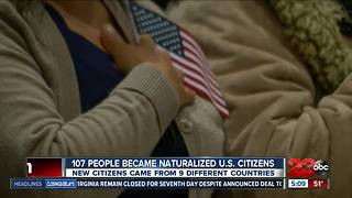 107 people from nine different countries became American Citizens at a Naturalization Ceremony