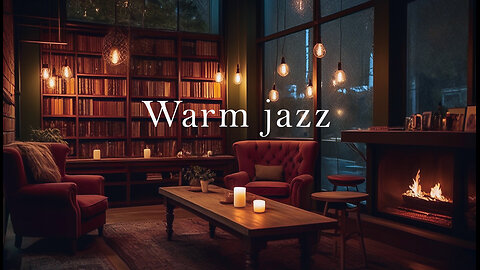 Smooth Jazz Instrumental & Crackling Fireplace☕Warm Jazz Music in Cozy Coffee Shop Ambience to Relax