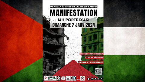 Manif pro Palestine à Marseille - 7 janv. 2024, commentée par Salim Laïbi