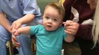 Youngster puts on prosthesis by himself for first time