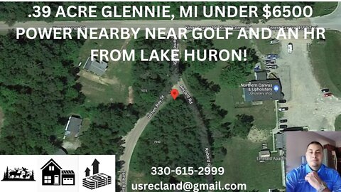 .39 ACRE GLENNIE, MI UNDER $6,500! RURAL LIVING NEAR LAKE HURON WITH POWER AT THE STREET!