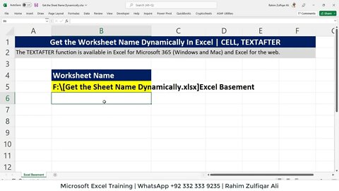 Get the Worksheet Name Dynamically In Excel | CELL, TEXTAFTER