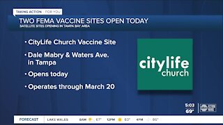2 new FEMA COVID-19 vaccine sites open in Tampa Bay area on Thursday