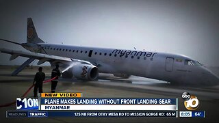 Plane lands without front landing gear