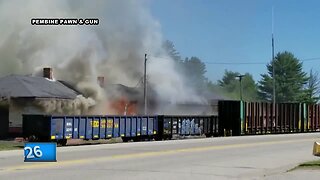 Fire destroys old train depot in Pembine