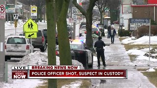 Police officer shot, suspect in custody