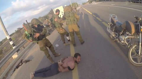 Raw Footage - HAMAS ANIMALS - IN IDF UNIFORMS, CAPTURE ISRAELI CITIZEN AT BUS STOP
