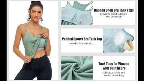 Women's Workout Yoga Racerback Tank Tops with Built in Shelf Bra | Summer Favorites Womens Dress