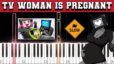 TV Woman is Pregnant (Beginner/Super Easy) Slowed Piano Tutorial (Free Sheet Music + MIDI)