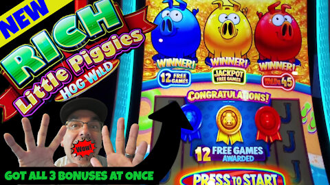 NEW SLOT-RICH LITTLE PIGGIES 🐷 hitting all 3 BONUSES at once! THE REAL DEAL SLOT REELS at COUSHATTA