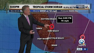 Tropical Storm Dorian's winds remain at 50 mph