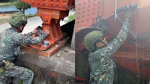 Philippine Marines practice destroying a Bridge which they may need to do in times of War