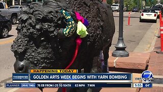 Golden Artsweek begins with yarn bombing