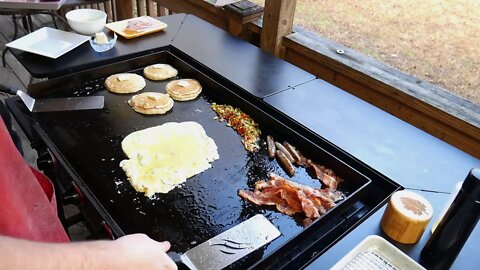 Keto Breakfast Veggie Hash With Runny Egg on the Blackstone Griddle