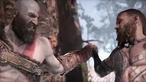 God of War Kratos vs Baldur in Epic First Encounter - A High-Octane Action Sequence