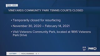 Tennis courts closed at Vineyards Community Park