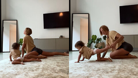 Toddler Adorably Joins Mommy For Yoga Session