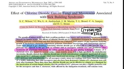 Effect of chlorine dioxide gas on Fungi and Mycotoxins Associated with Sick Building Syndrome