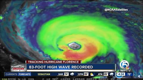 Hurricane Florence creates 83-foot wave