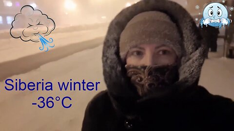 Cold stories | Norilsk | Siberia winter | Frost -36°C | Woman | Frostbite cheeks | Ice strong wind