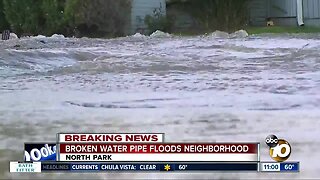 Water main break floods North Park Streets