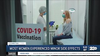 Most women experience minor side effects from COVID vaccine