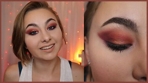 Red Sparkle Eyeshadow Look to Make GRAY Eyes POP | GRAY EYES