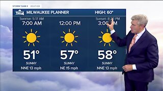 Saturday is sunny with highs in the 50s