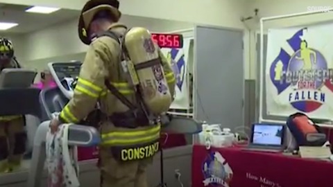 Firefighter Walks On Treadmill For 24 Hours