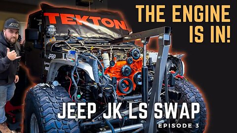 The Engine is FINALLY in! - Jeep Wrangler JK DIY LS Swap - Episode 3