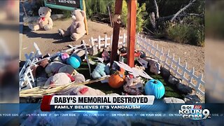 Family believes their infant son's memorial was hit by vandals
