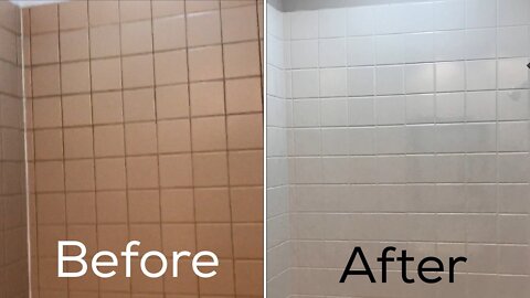 Refinishing ceramic tile in my bathroom (before and after)